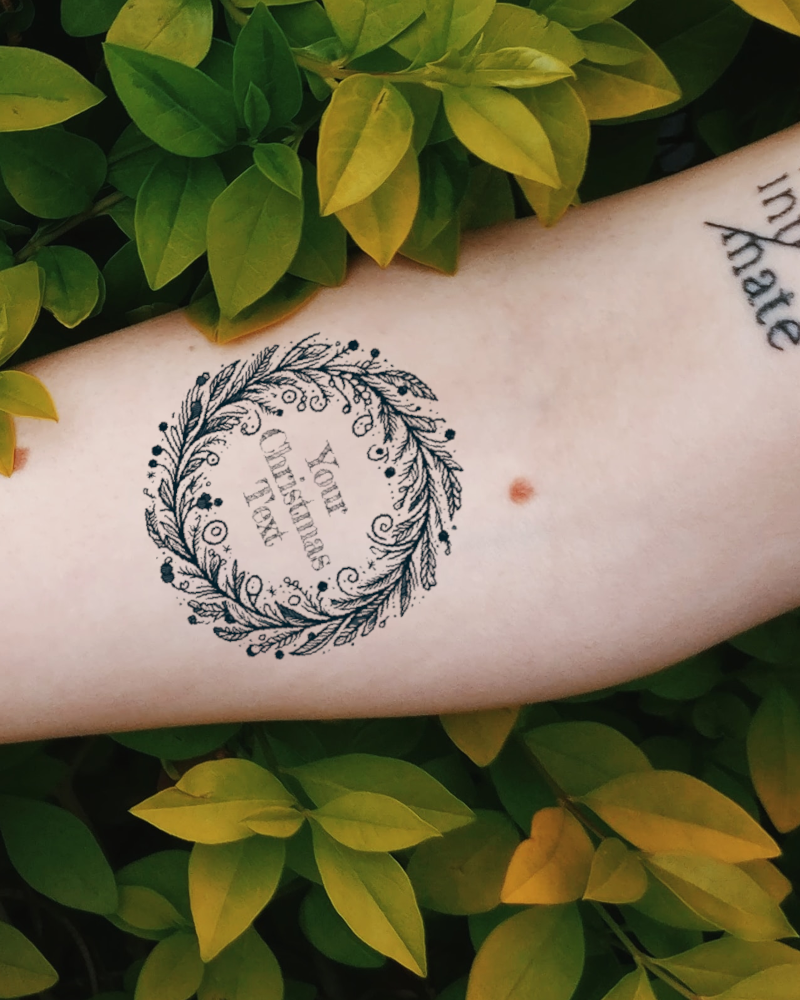 Personalised Christmas Wreath Tattoo