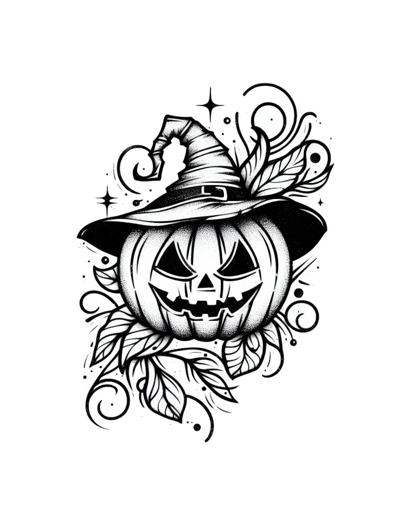 Spooky Pumpkin Face Tattoo