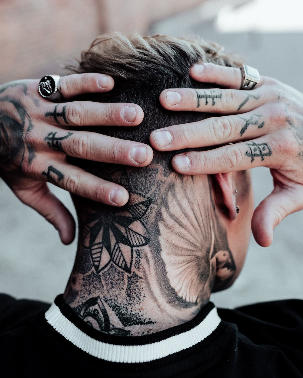 Man with realistic temporary tattoos